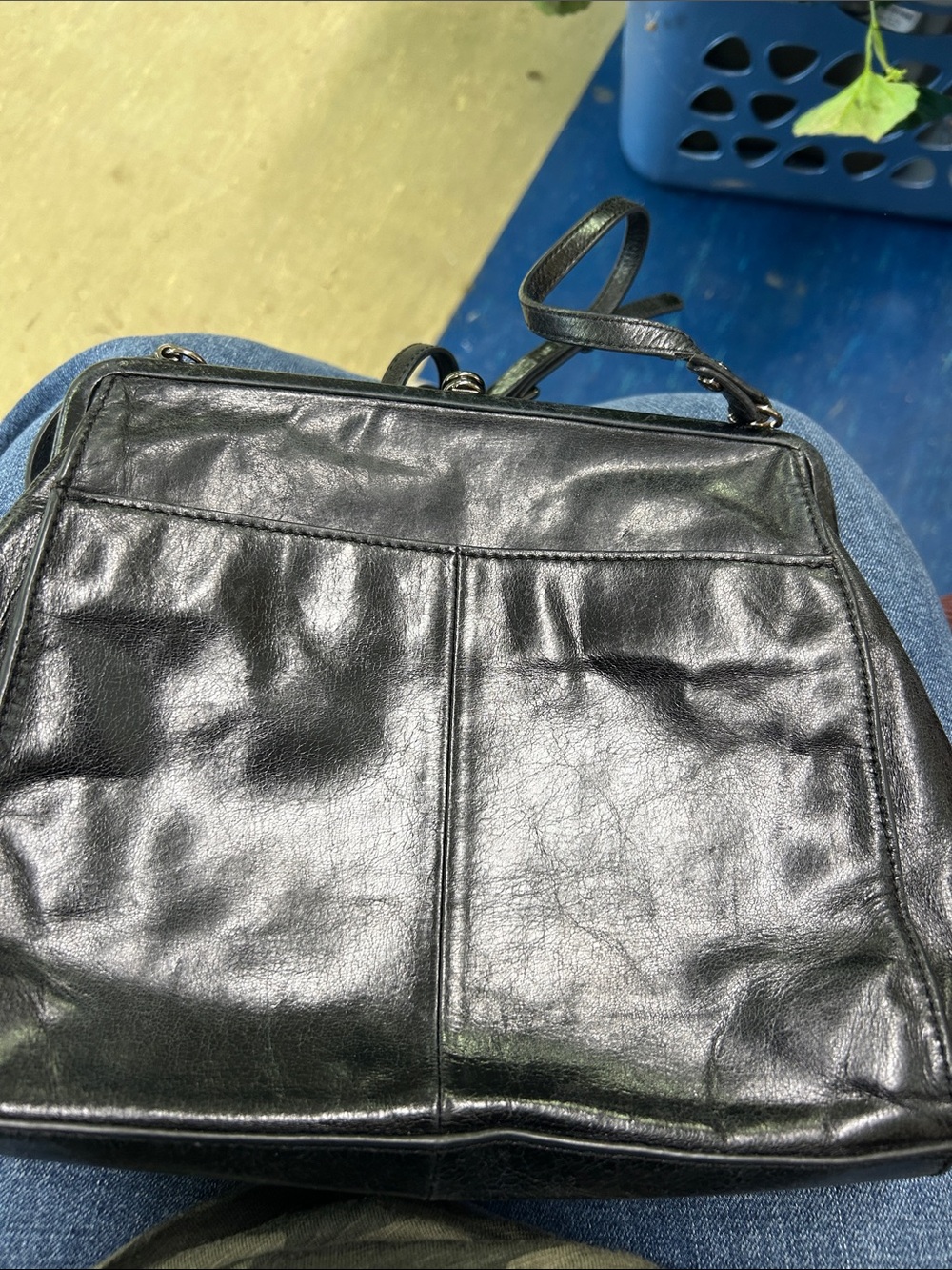 HOBO Black Leather HOLLY Messenger Crossbody Bag